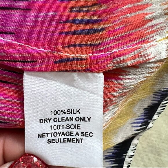 Trina Turk Silk Off the Shoulder Top Boho Print Size Small - Picture 6 of 6